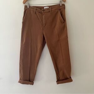 Pistola Pants Cropped Cuffed Cognac Brown Size 30 Classic Preppy Annie Hall